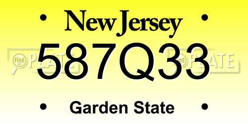 587Q33 New Jersey License Plate