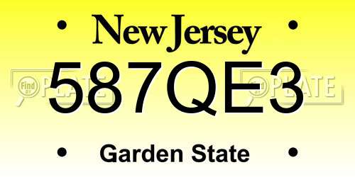 587QE3 New Jersey License Plate