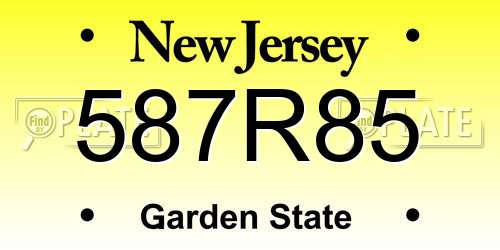 587R85 New Jersey License Plate