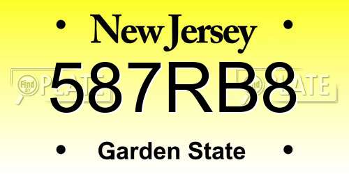 587RB8 New Jersey License Plate