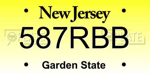 587RBB New Jersey License Plate