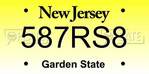 587RS8 New Jersey License Plate