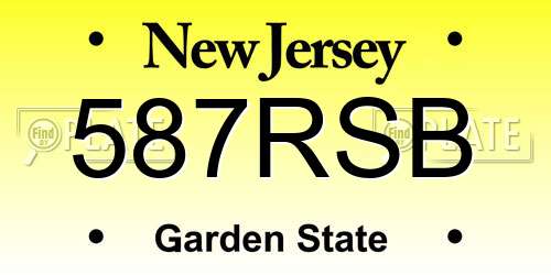 587RSB New Jersey License Plate