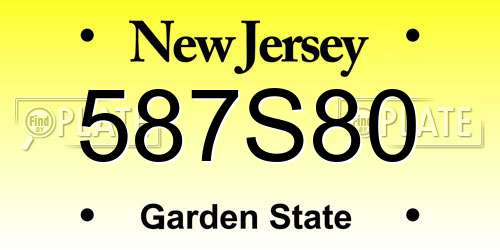 587S80 New Jersey License Plate