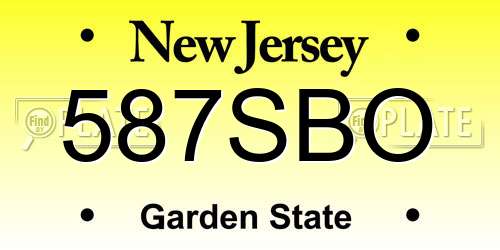 587SBO New Jersey License Plate