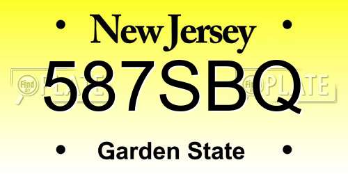 587SBQ New Jersey License Plate