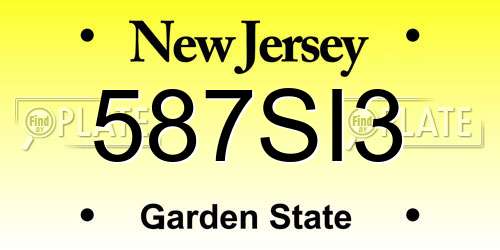 587SI3 New Jersey License Plate