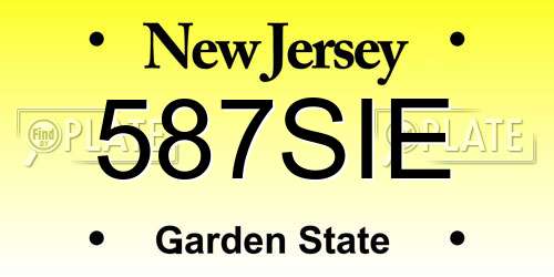 587SIE New Jersey License Plate