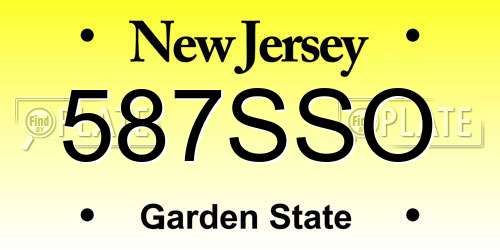 587SSO New Jersey License Plate