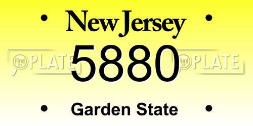 5880 New Jersey License Plate