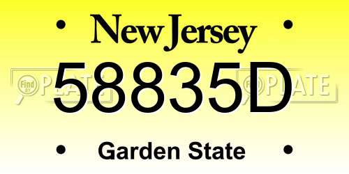 58835D New Jersey License Plate