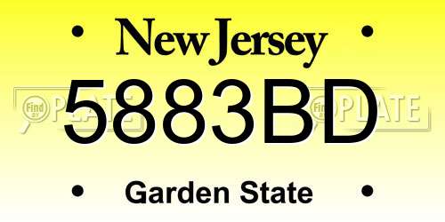 5883BD New Jersey License Plate