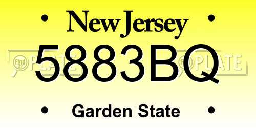 5883BQ New Jersey License Plate