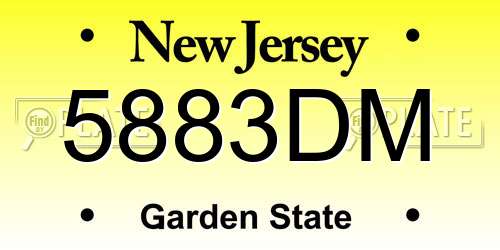 5883DM New Jersey License Plate