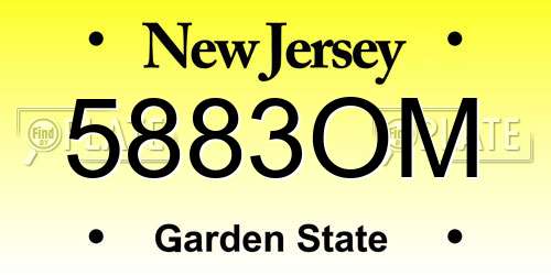 5883OM New Jersey License Plate