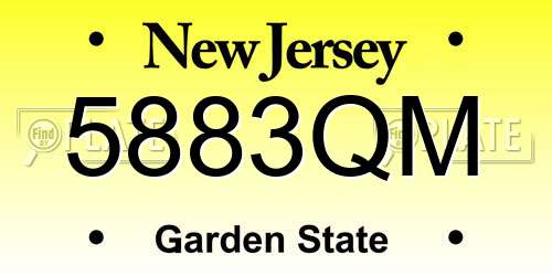 5883QM New Jersey License Plate
