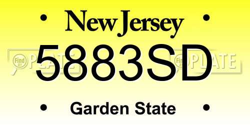 5883SD New Jersey License Plate