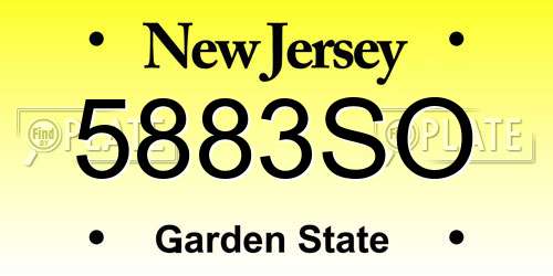 5883SO New Jersey License Plate