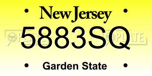 5883SQ New Jersey License Plate