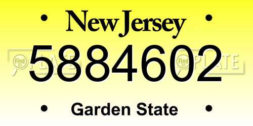 5884602 New Jersey License Plate