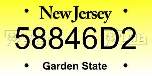 58846D2 New Jersey License Plate