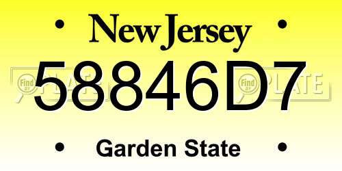 58846D7 New Jersey License Plate