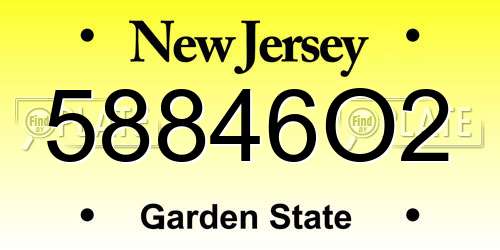 58846O2 New Jersey License Plate