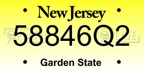 58846Q2 New Jersey License Plate