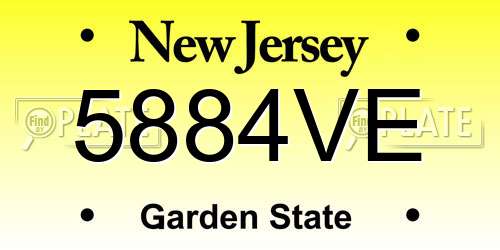 5884VE New Jersey License Plate