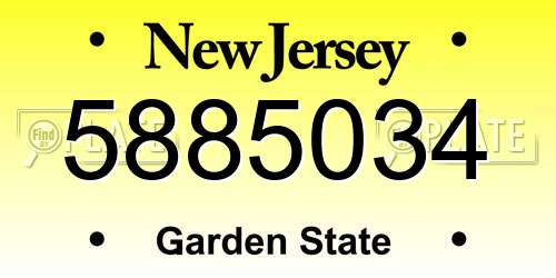 5885034 New Jersey License Plate