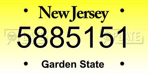 5885151 New Jersey License Plate