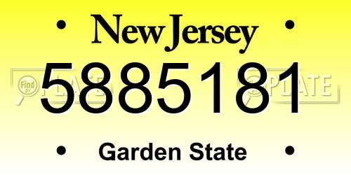 5885181 New Jersey License Plate