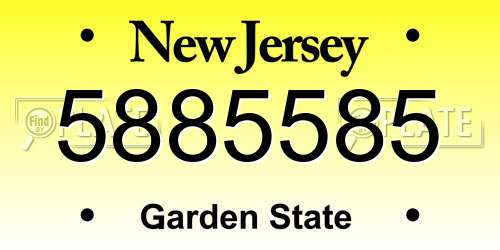 5885585 New Jersey License Plate