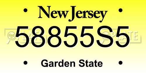 58855S5 New Jersey License Plate