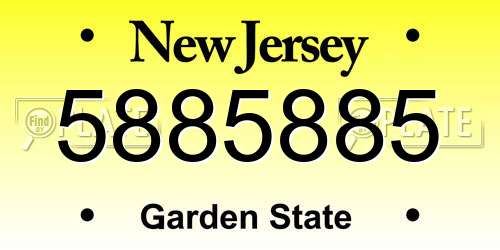 5885885 New Jersey License Plate