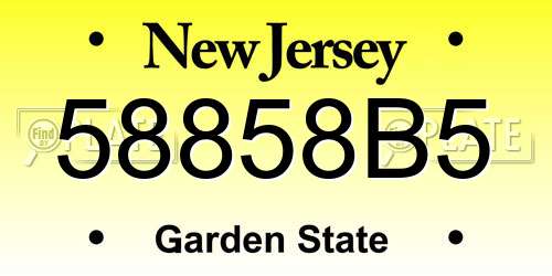 58858B5 New Jersey License Plate