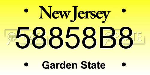 58858B8 New Jersey License Plate
