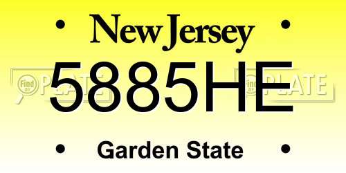 5885HE New Jersey License Plate