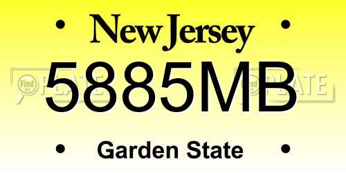 5885MB New Jersey License Plate