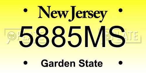 5885MS New Jersey License Plate