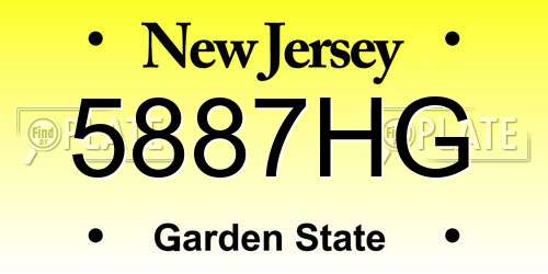 5887HG New Jersey License Plate