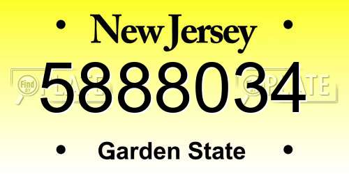 5888034 New Jersey License Plate