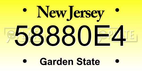 58880E4 New Jersey License Plate