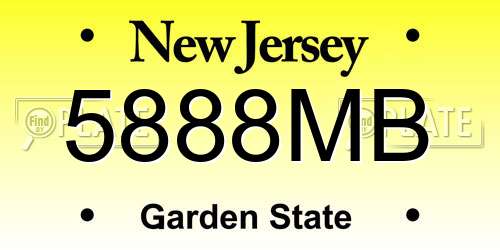 5888MB New Jersey License Plate