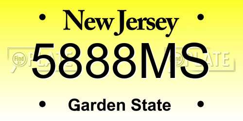 5888MS New Jersey License Plate