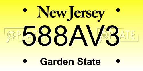 588AV3 New Jersey License Plate
