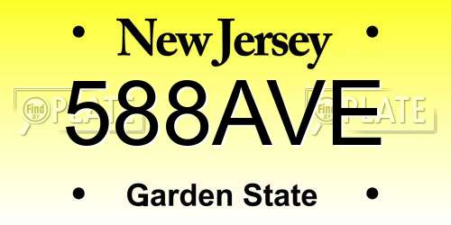 588AVE New Jersey License Plate
