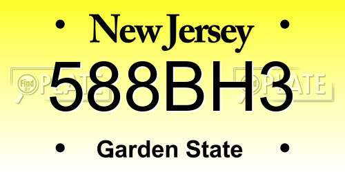 588BH3 New Jersey License Plate