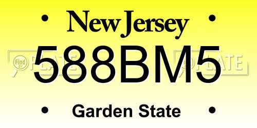 588BM5 New Jersey License Plate