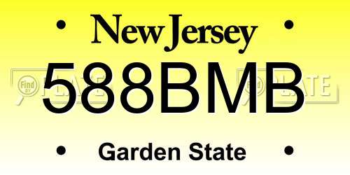 588BMB New Jersey License Plate